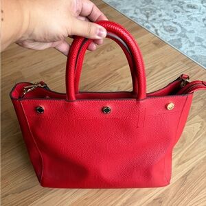 Calvin Klein Red Top-Handle Tote with Crossbody Strap